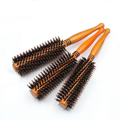 Natural Bristle Perm Round Handle Hair Tube Comb Blowing Hair Brushes Salon Ionic Styling Hairbrush